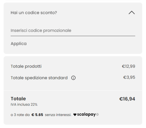 dove applicare un codice tezenis