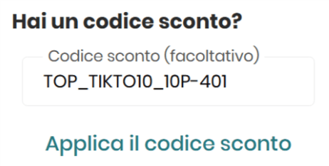 dove inserire il codice sconto
