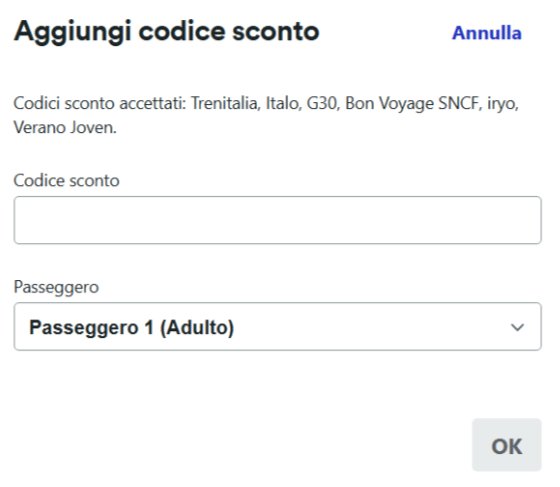 dove inserire il codice trainline