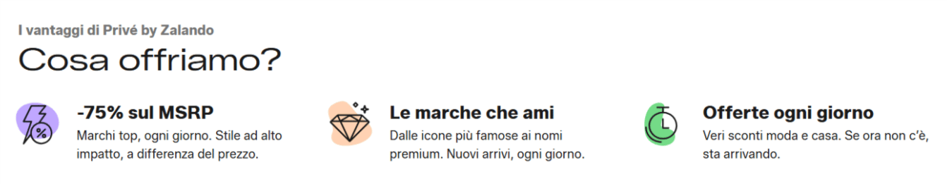 vantaggi di privé by zalando