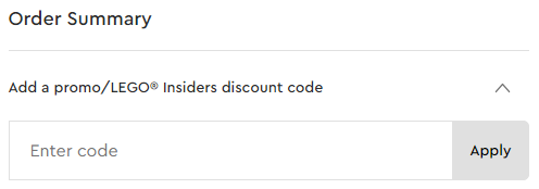 how to apply lego discount code