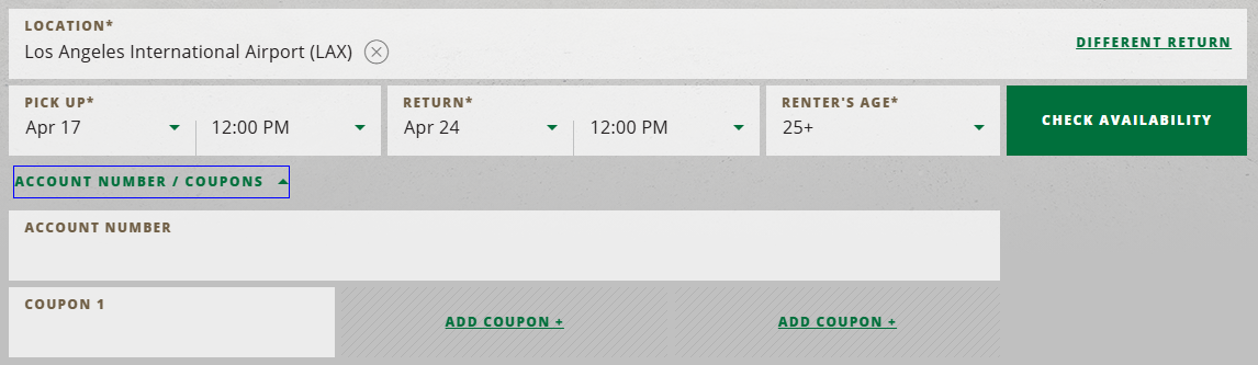 how to apply National Car Rental Promotional Code