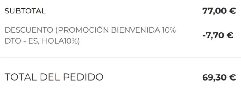 codigo descuento aplicado