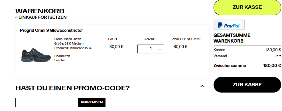 Wie wende ich einen Saucony Gutschein an