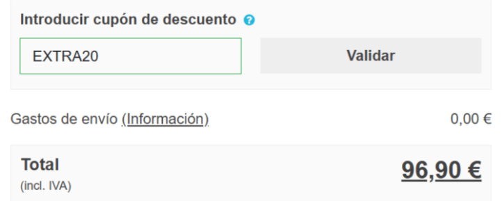 donde introducir el codigo tennis point