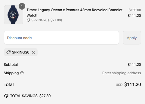 how to apply timex discount code