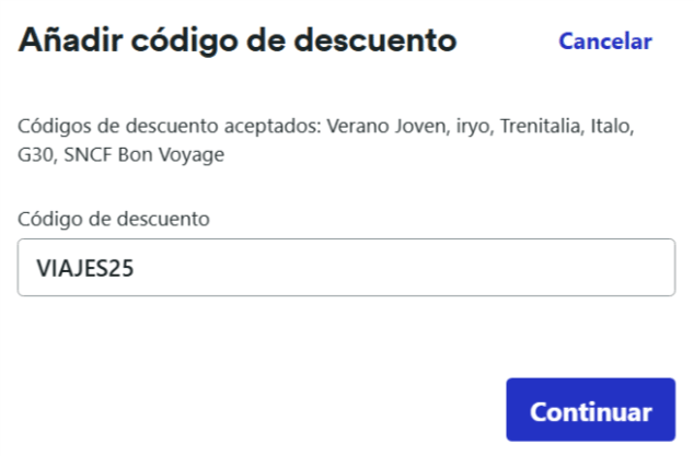 donde introducir el codigo trainline