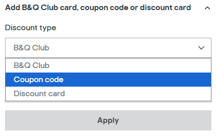 how to apply b&q discount code