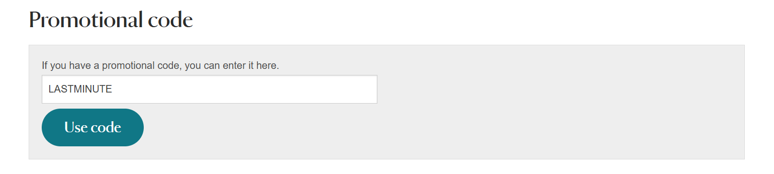 National Trust discount code field