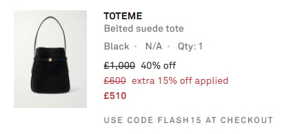 net a porter promo code applied at checkout