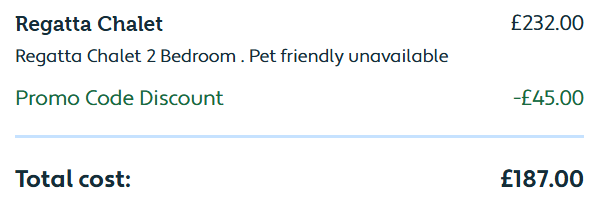 parkdean promo code applied at checkout