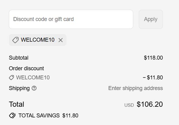 Dore & Rose coupon code applied