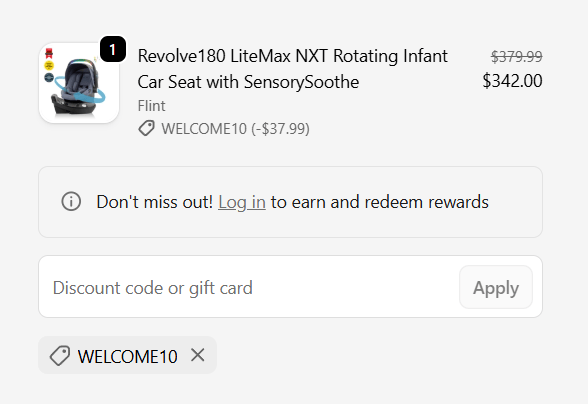 Evenflo discount code applied