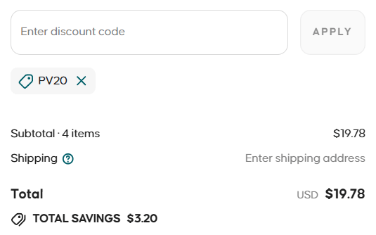Pura Vida Bracelets promo code applied