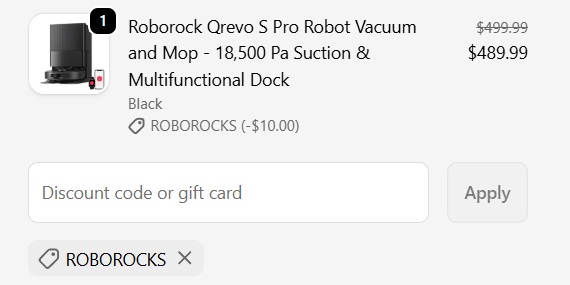 roborock promo code applied