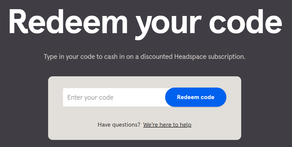 headspace promo code box
