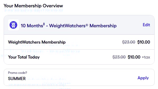 how to apply weightwatchers promo code